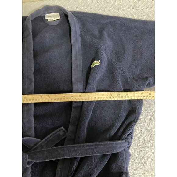 Lacoste Robe 1 Size Navy Blue Classic French Terry Loungewear Bath Robe Men' - Picture 9 of 11